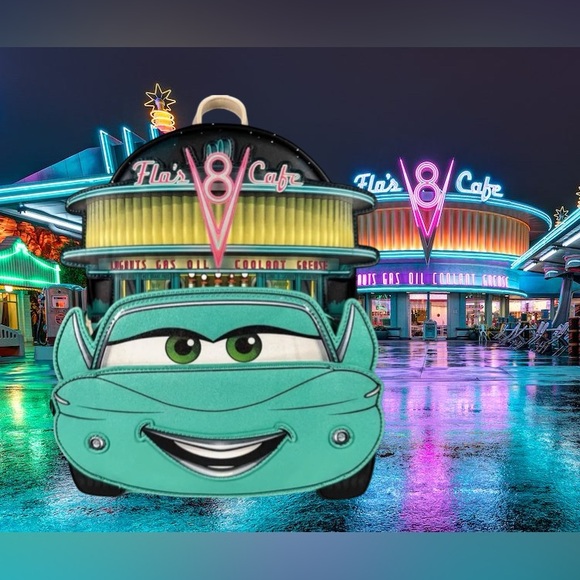 Loungefly Pixar Cars Flo Exclusive Cosplay Mini Backpack NWT - Picture 1 of 8